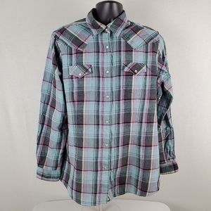 VTG Wrangler Pearl Snap Button Up Long Sleeve Top